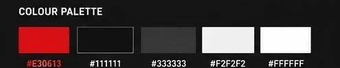 KonstruktIt colour palette: #E30613, #111111, #333333, #F2F2F2, #FFFFFF