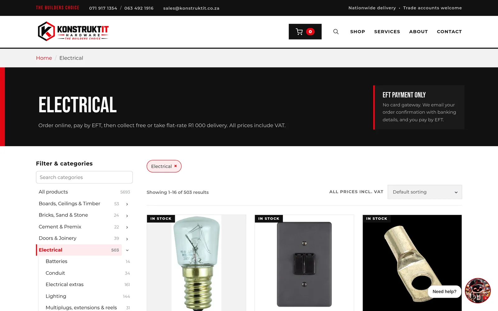 KonstruktIt Electrical category – desktop view