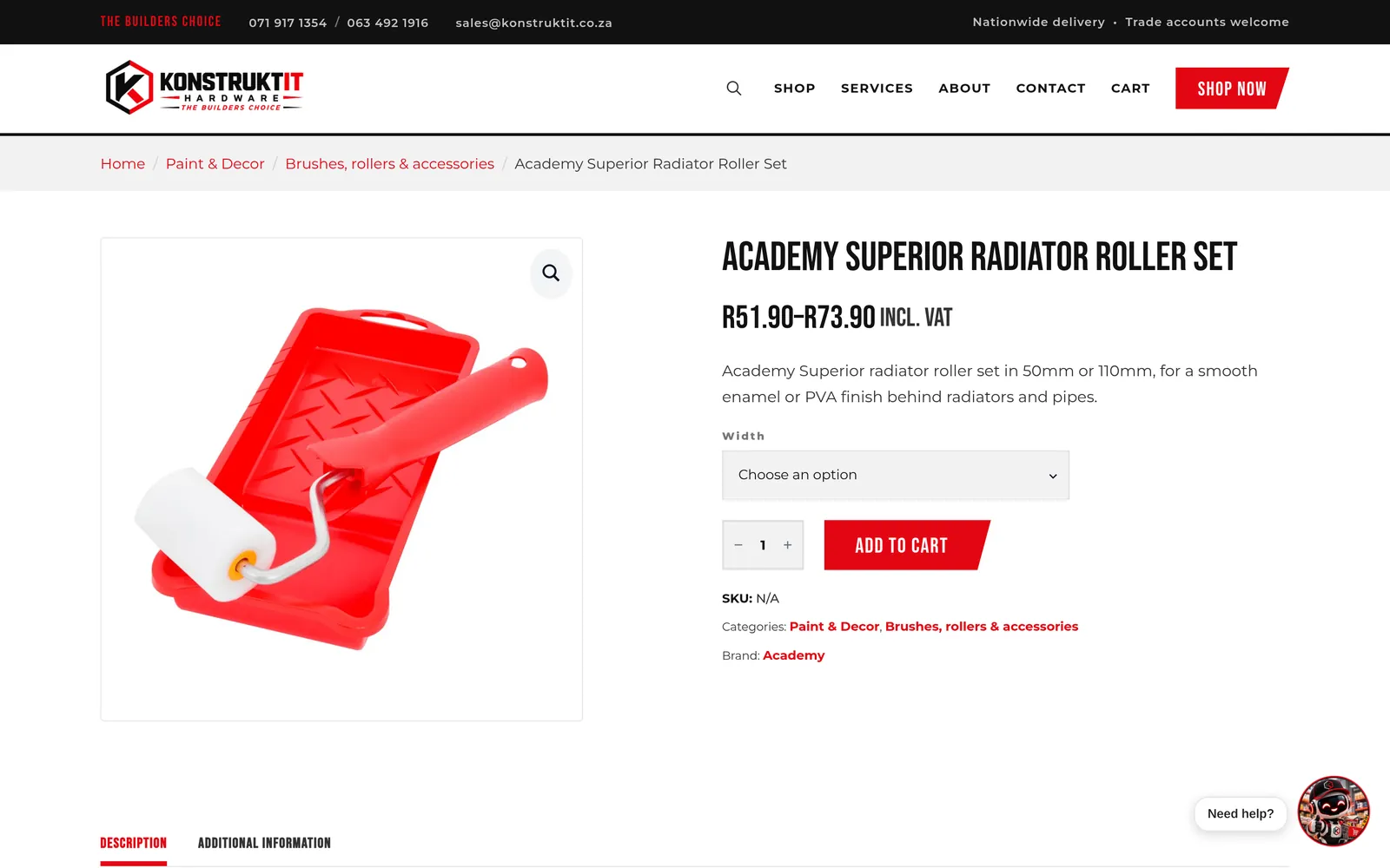 KonstruktIt product page – desktop view