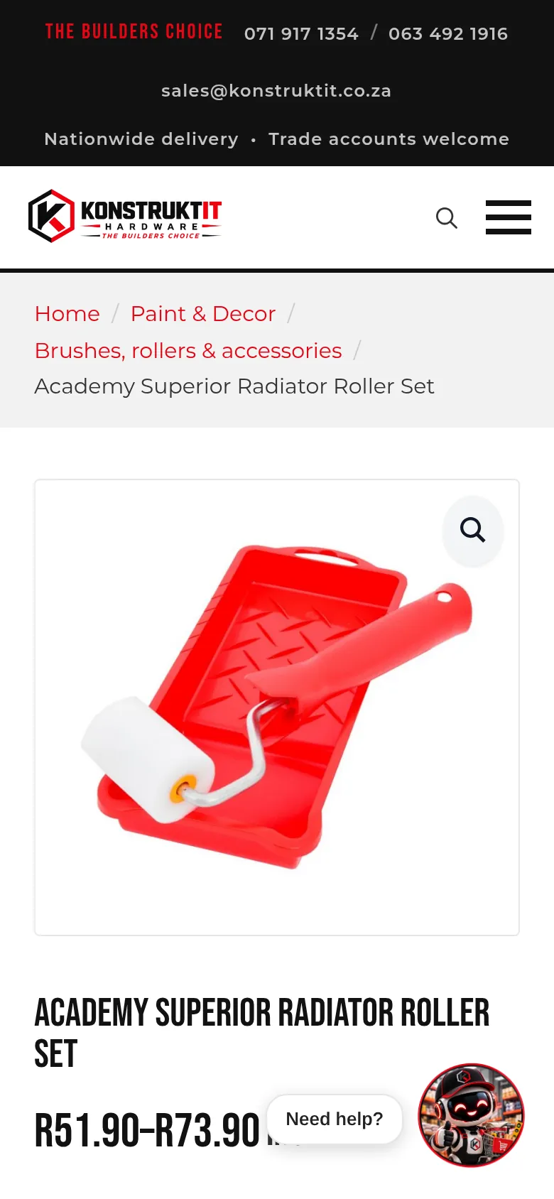 KonstruktIt product page – mobile view
